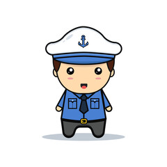 Kawaii illustration captain vector graphics