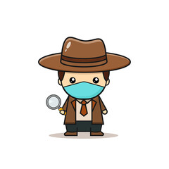 Kawaii illustration detective vector graphics