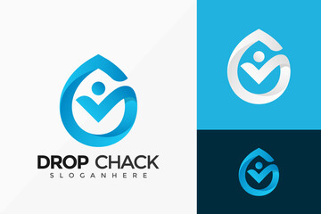 Nature Drop Check Human Logo Vector Design. Abstract emblem, designs concept, logos, logotype element for template.