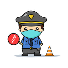 Kawaii illustration police vector graphics