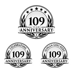 109 years anniversary collection logotype. Vector and illustration.
