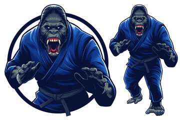 Gorilla mascot and illustration for martial arts event/gym © prajoedi