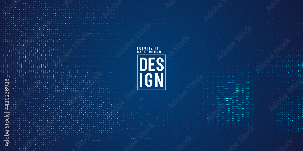Poster abstract pattern dotted light green blue color on dark background with copy space. modern halftone a