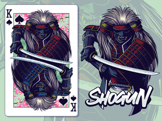 Samurai Illustration for King of Spades playing card design