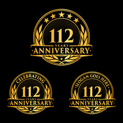 112 years anniversary collection logotype. Vector and illustration.
