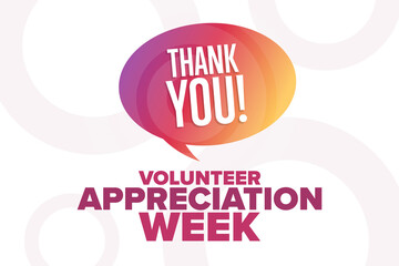Volunteer Appreciation Week. Holiday concept. Template for background, banner, card, poster with text inscription. Vector EPS10 illustration.