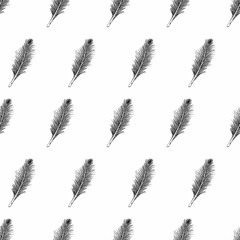 Realistic feather pattern. Idea for decors, ornaments, wallpapers, gifts, damask, celebrations, holidays, nature themes. Isolated vector template.  
