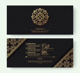 Menu restaurant luxury gift voucher design template