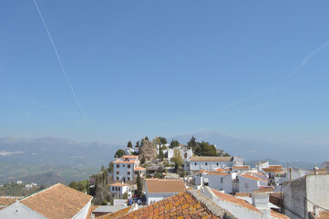 Panoramic view of the white town of Comares