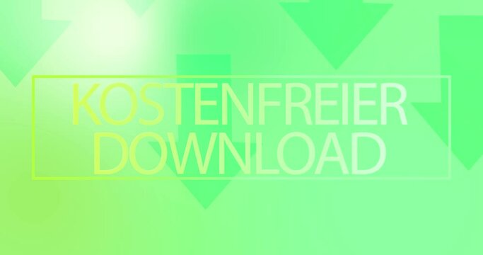 Neon modern smooth background with FREE DOWNLOAD slogan in German. An infinitely looping splash screen on the topic of downloading applications and materials from the Internet