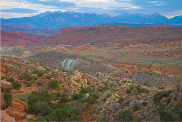 Colorful view of La Sal Mountains in Utah