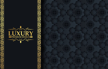 Luxury gold floral background with decorative frame