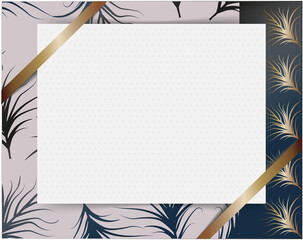 Blank for a postcard on a two-color background, decorated with leaves in vector