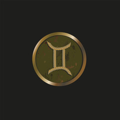Vector image of a medal with a zodiac sign.