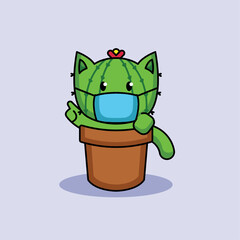 Cat cactus in the pot mascot design