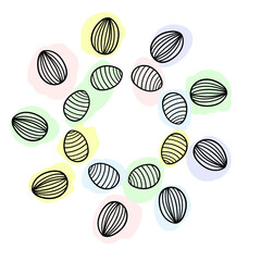 frame made of easter eggs doodle style with color spot. vector illustration hand drawing