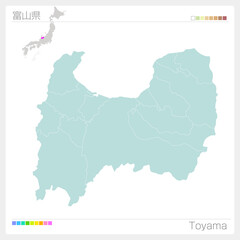 富山県の地図・Toyama（市町村・区分け）