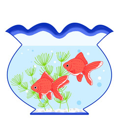 水槽に金魚が泳いでいる夏イメージの背景イラスト Animal Canvas Print Anim Hi Na