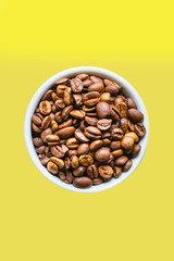 coffee beans freshly roasted arabica or robusta blend snack future drink healthy meal top view copy space for text food background rustic image