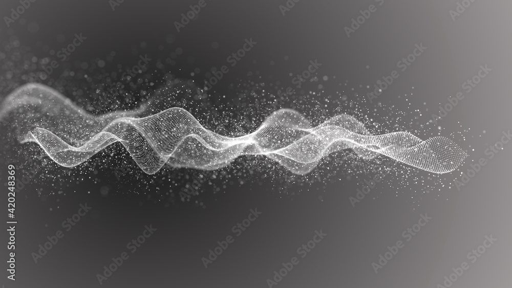Poster Internet technology network. Abstract black and white background. Large amount of data. 3d rendering.