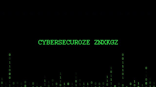 An animation of binary code disapear with cybersecurity threat appear in random text character offset effect.