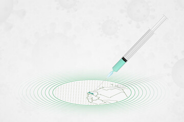 Gambia vaccination concept, vaccine injection in map of Gambia. Vaccine and vaccination against coronavirus, COVID-19.