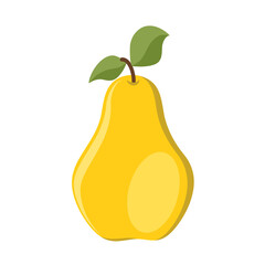 Yellow sweet pear fruit for design on white