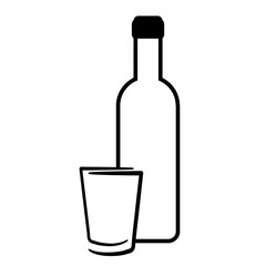 Silhouette of vodka bottle and glass
