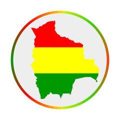 Fototapeta premium Bolivia icon. Shape of the country with Bolivia flag. Round sign with flag colors gradient ring. Vibrant vector illustration.