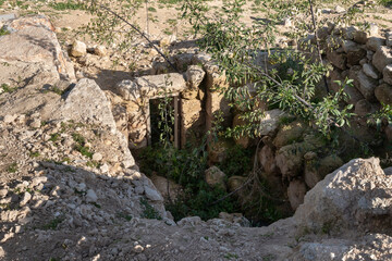 The ruins  of the outer part of the palace of King Herod - Herodion,in the Judean Desert, in Israel