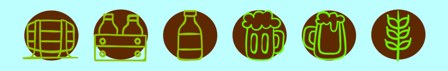 set of beer bottle cartoon icon design template with various models. vector illustration isolated on blue background