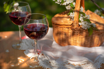 Wine Tasting Party in spring in the garden