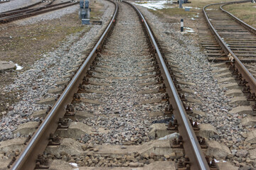 Fototapeta na wymiar track development of the railway station in disrepai