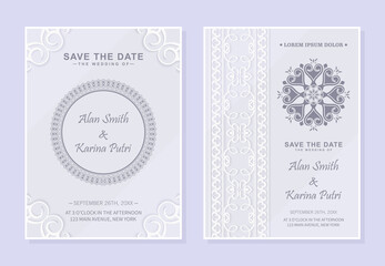 ornamental style wedding invitation card in Soft color
