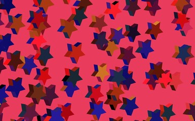 Dark Pink, Yellow vector background with colored stars.
