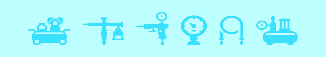 Obraz premium set of air pump cartoon icon design template with various models. vector illustration isolated on blue background