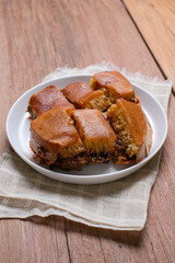Martabak manis is Indonesian stuffed sweet pancake filled with roasted peanut and chocolate