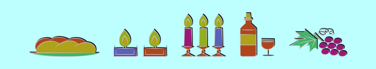 set of jewish holiday cartoon icon design template with various models. vector illustration isolated on blue background