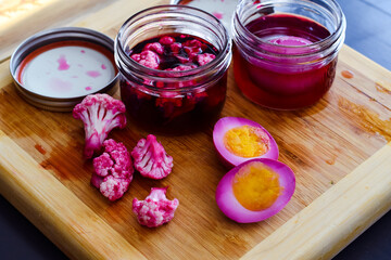 Colorful vegetables and hard boiled eggs purple Easter Spring Jar DIY