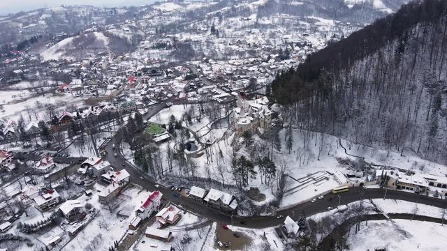 Castle Bran Aerial View attributed to Count Dracula in Transylvania - Romania