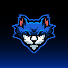 blue cat mascot e sport logo