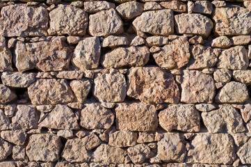Stone wall texture background - grey stone siding with different sized stones