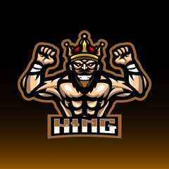 wrestler king e sport mascot logo design