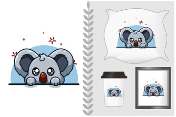Mockup little cute koala cartoon illustration © neves.graphic777