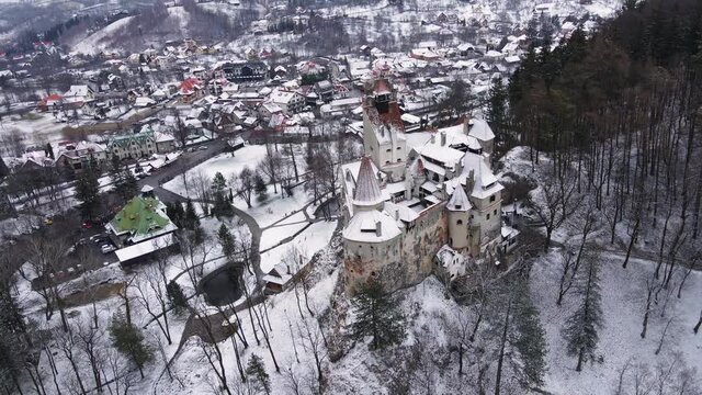 Castle Bran Aerial View attributed to Count Dracula in Transylvania - Romania