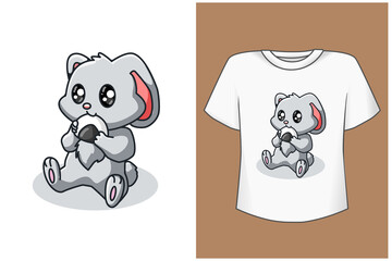 Mockup cute baby rabbit cartoon illustration
