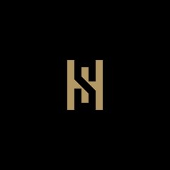 simple monogram letter SH. artistic minimal black and golden color initial based letter icon logo