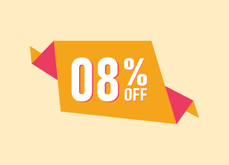 8% off offer banner, 8 percent Discount sale banner design
