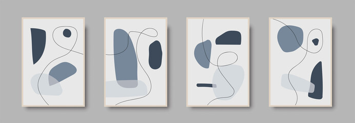 Set of minimal abstract geometric background designs. Stylish wall art background with neutral pastel watercolor. Acrylic poster with composition for luxury minimal interior. Terracotta vector