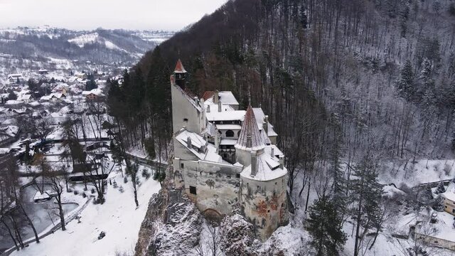 Castle Bran Aerial View attributed to Count Dracula in Transylvania - Romania